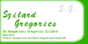szilard gregorics business card